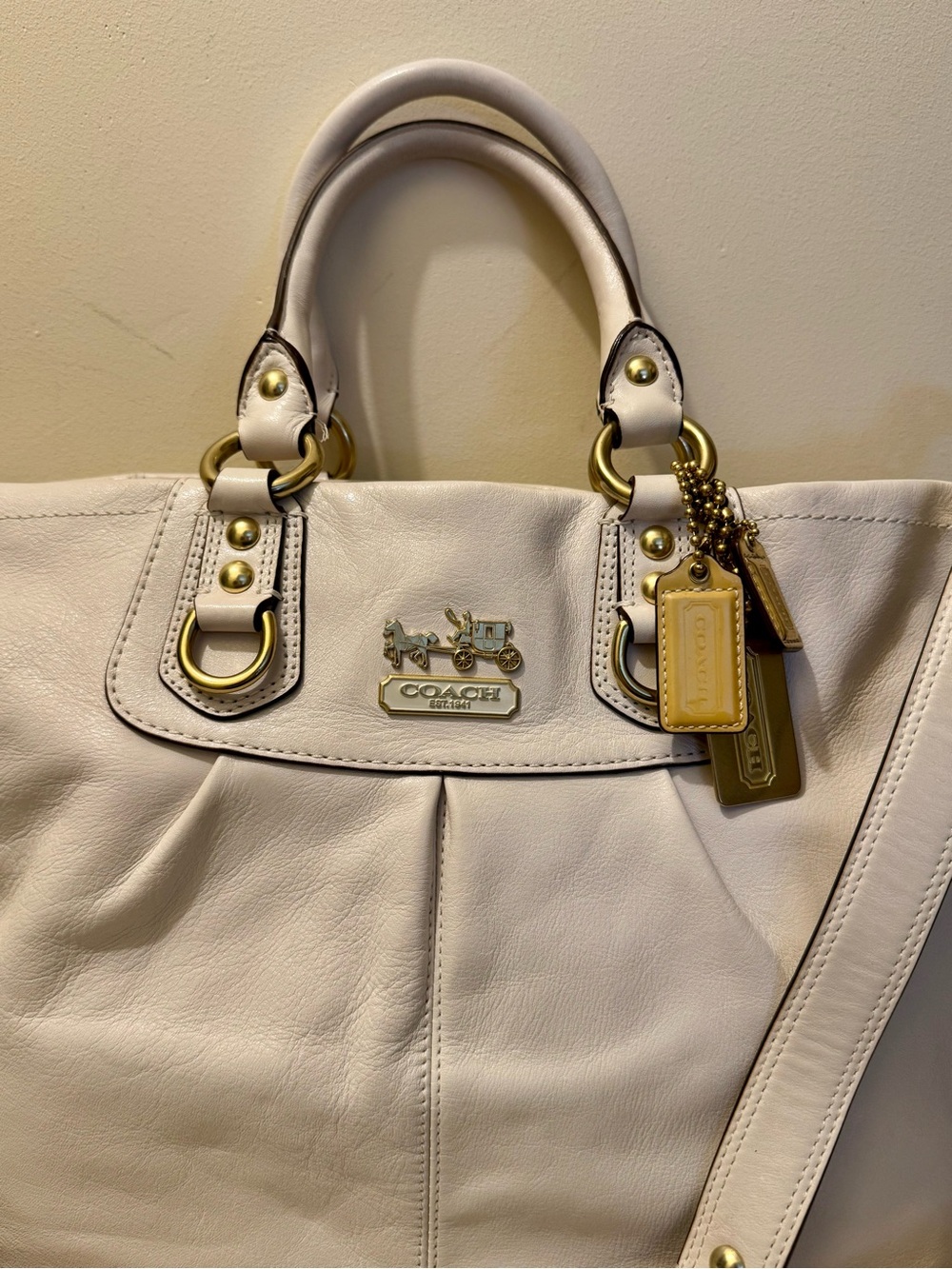 Vintage 2008 Coach Madison Julianne Cream Leather Crossbody Satchel Tote - MINT - Picture 16 of 16